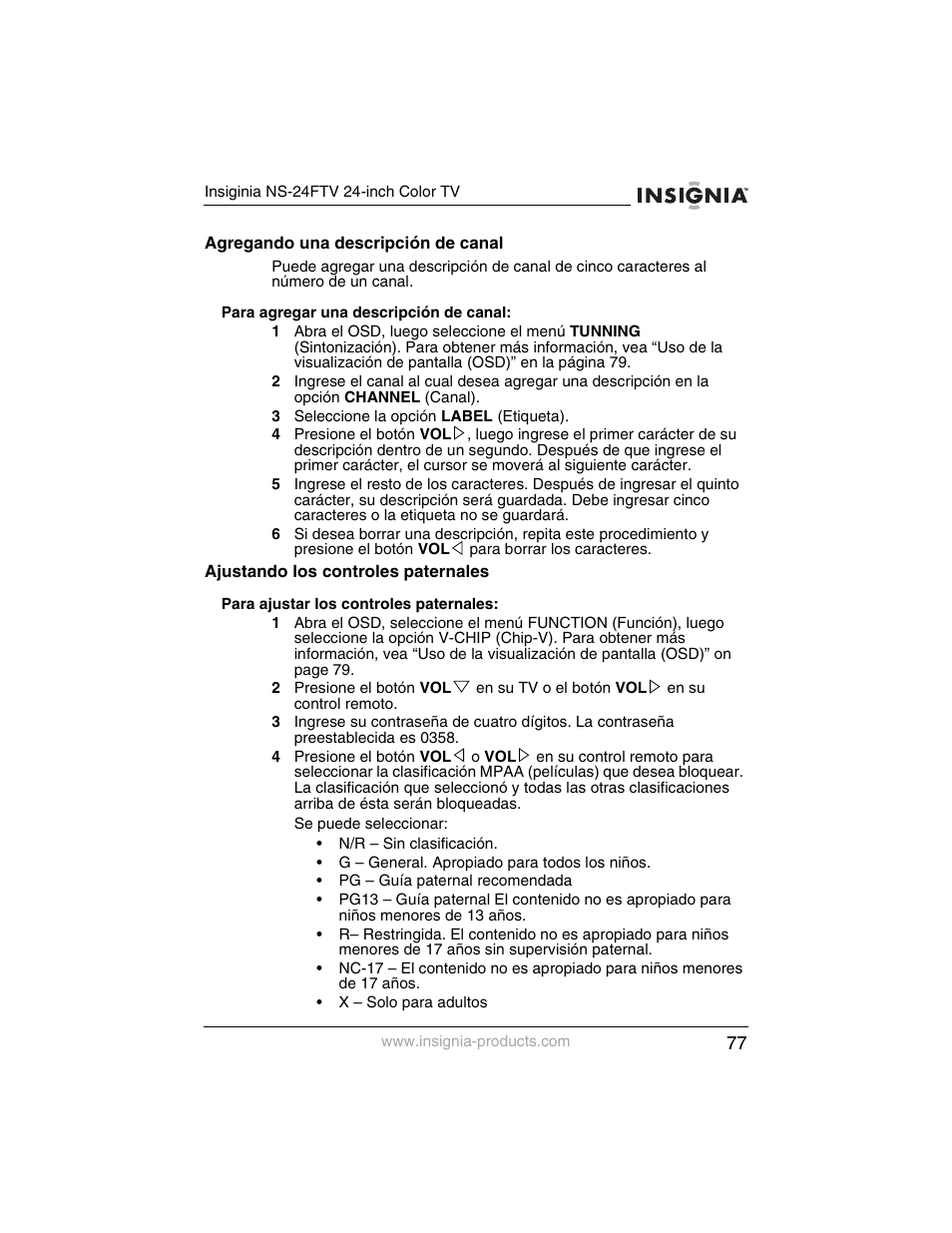 Insignia NS-24FTV User Manual | Page 78 / 90
