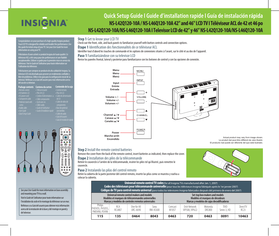 Insignia NS-L46Q120-10A User Manual | 2 pages