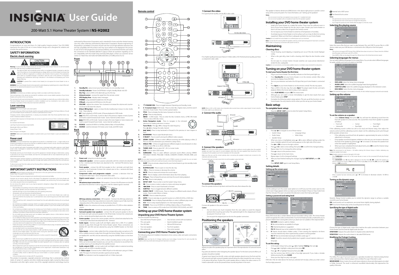 Insignia NS-H2002 User Manual | 2 pages