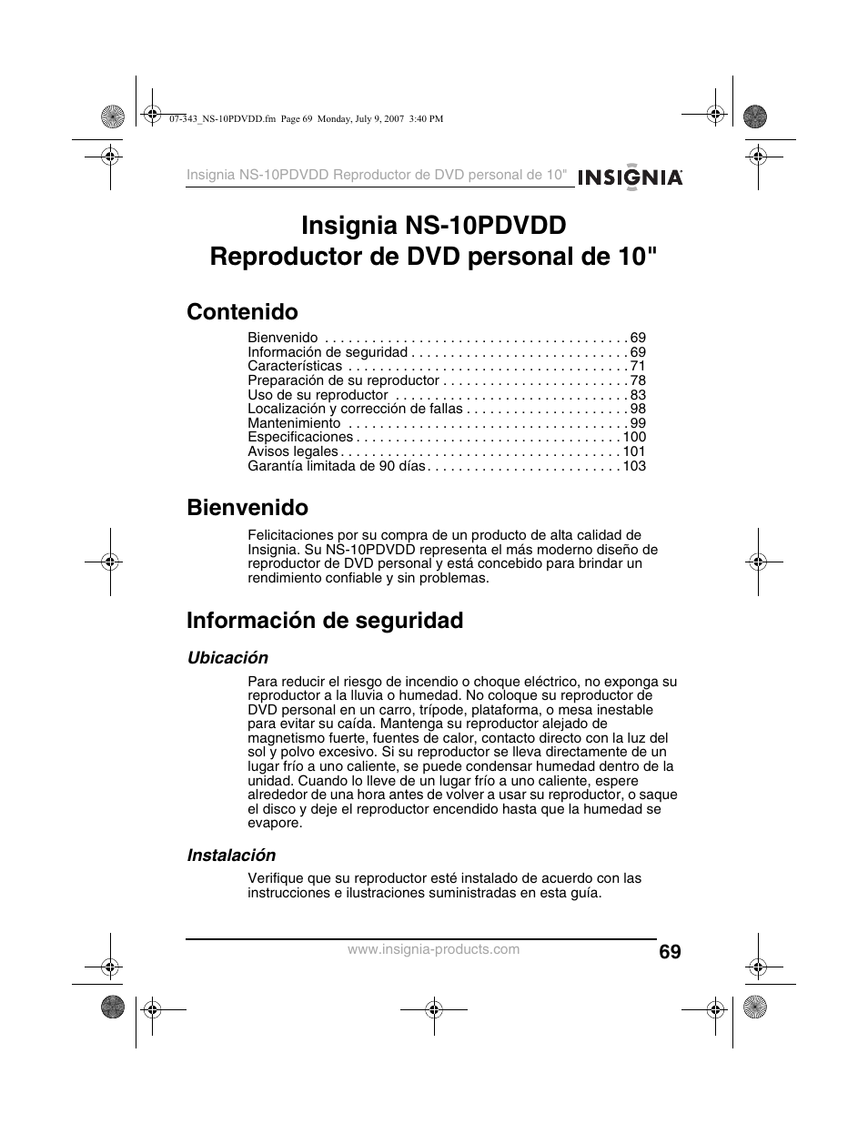 Insignia NS-10PDVDD User Manual | Page 71 / 108