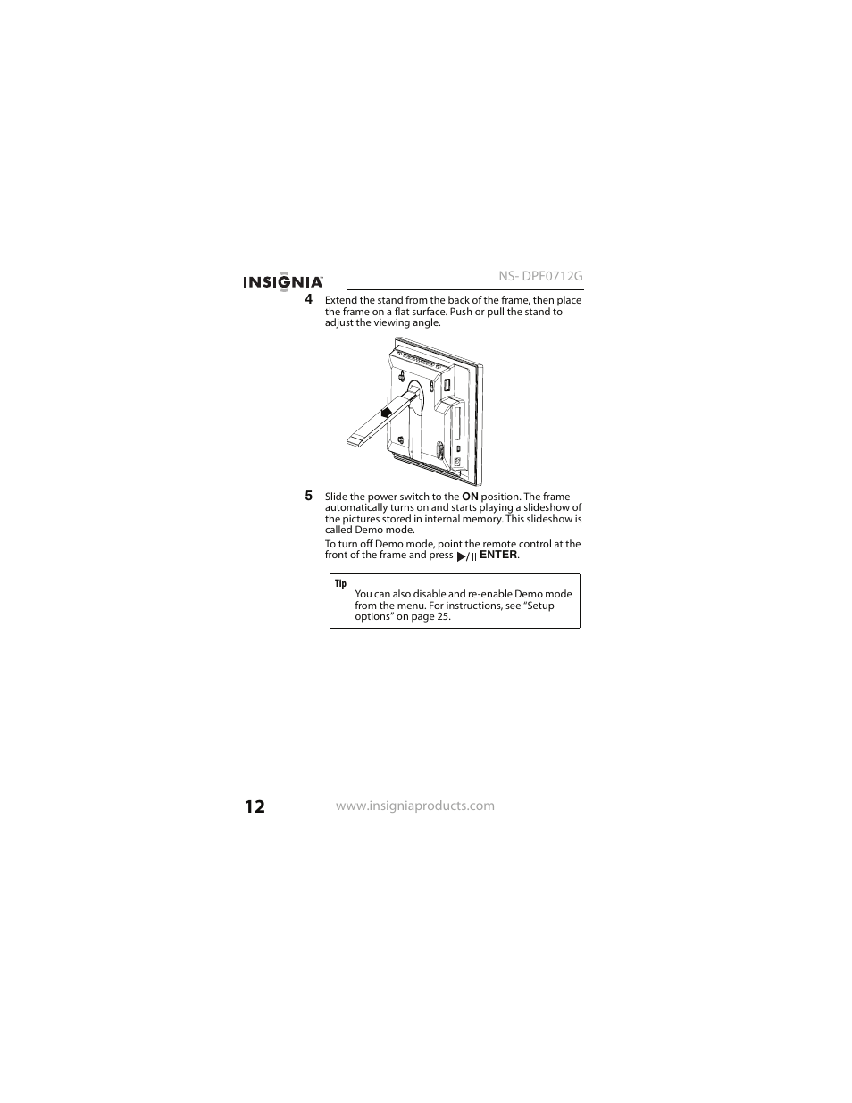 Insignia NS- DPF0712G User Manual | Page 12 / 36