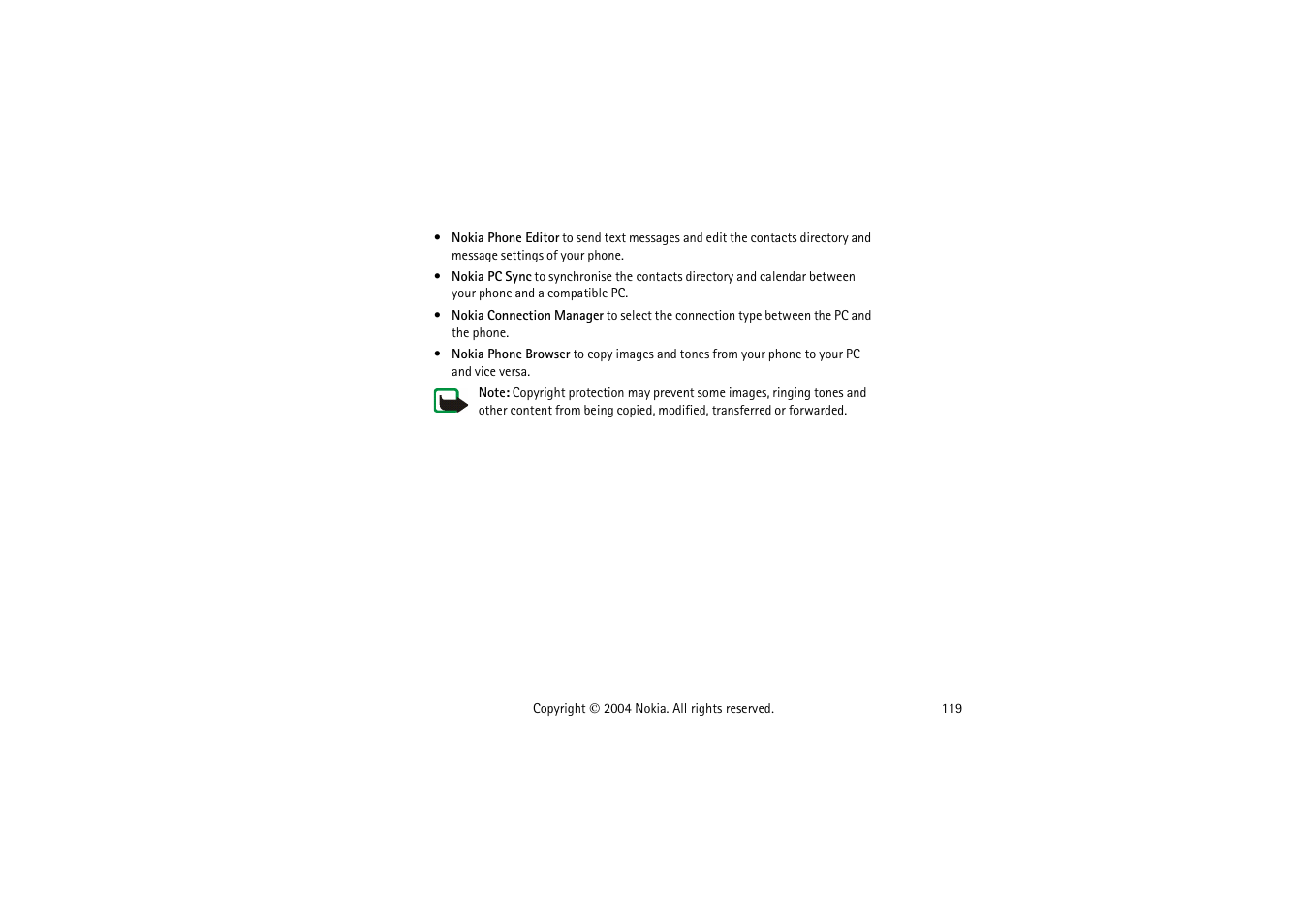 Nokia 3120  EN User Manual | Page 119 / 129
