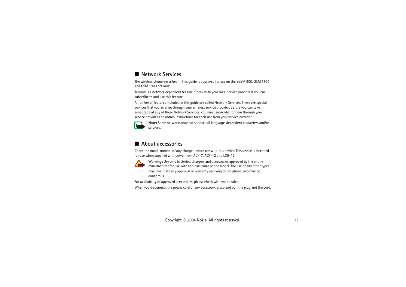 Network services, About accessories | Nokia 3120  EN User Manual | Page 13 / 129