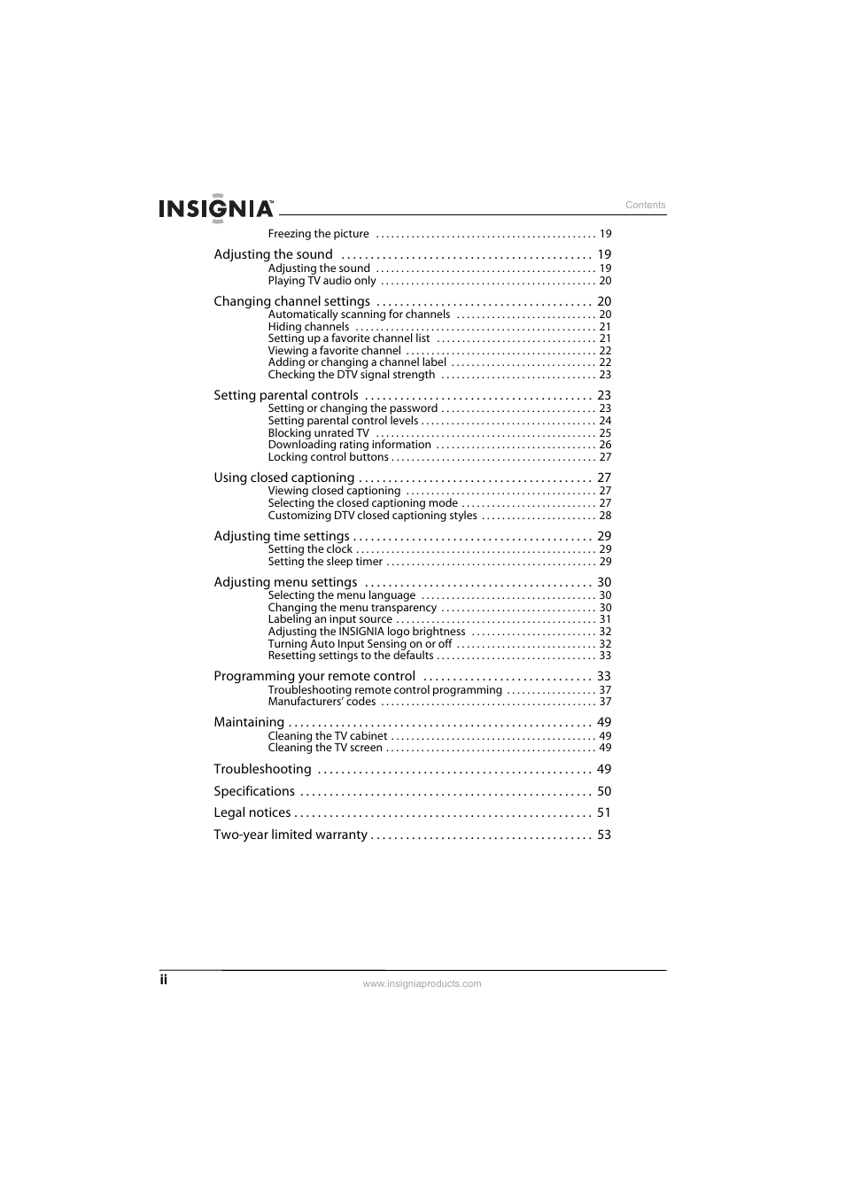 Insignia NS-L55X-10A User Manual | Page 4 / 60