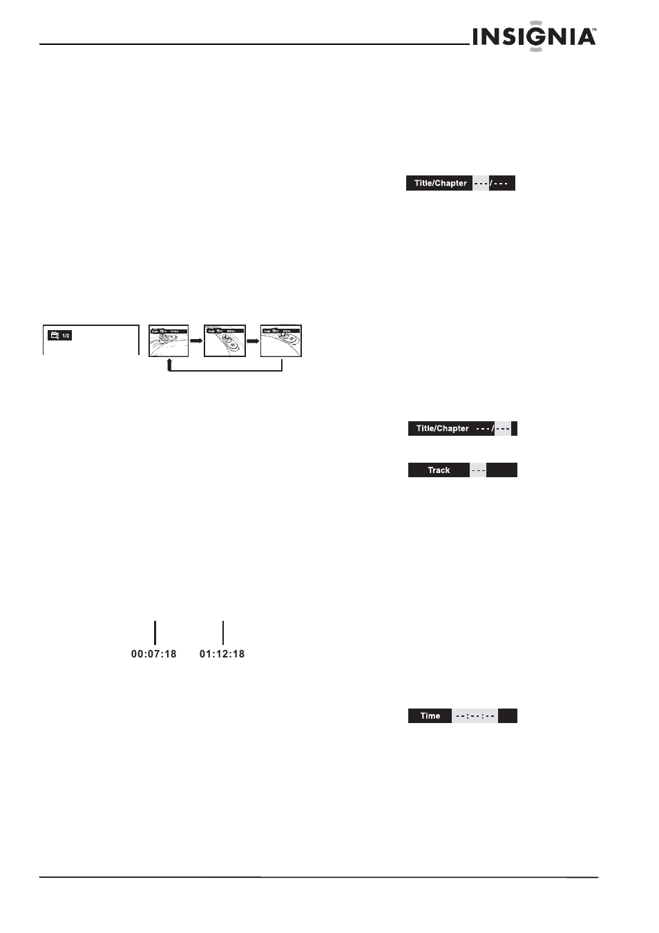 Sélection de l’angle, Pour sélectionner un angle, Fonctions spéciales | Fonction d’affichage, Fonction goto (aller à), Localisation d’un titre particulier, Pour localiser un titre en particulier, Localisation d’un point particulier, Programmation d’une lecture mémorisée | Insignia NS-MDDVD10 User Manual | Page 33 / 58