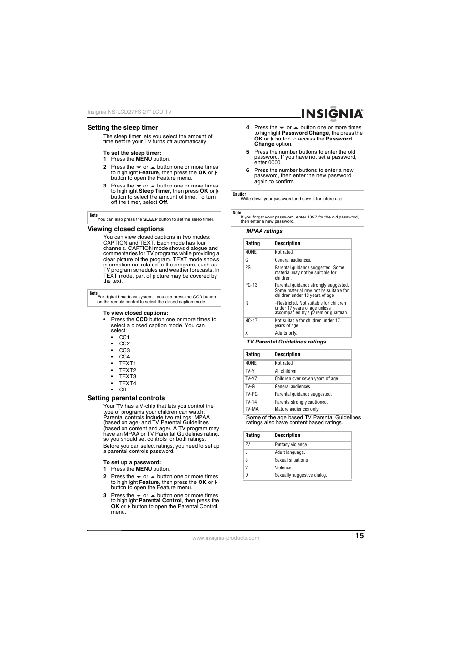 Insignia NS-LCD27FS User Manual | Page 15 / 74