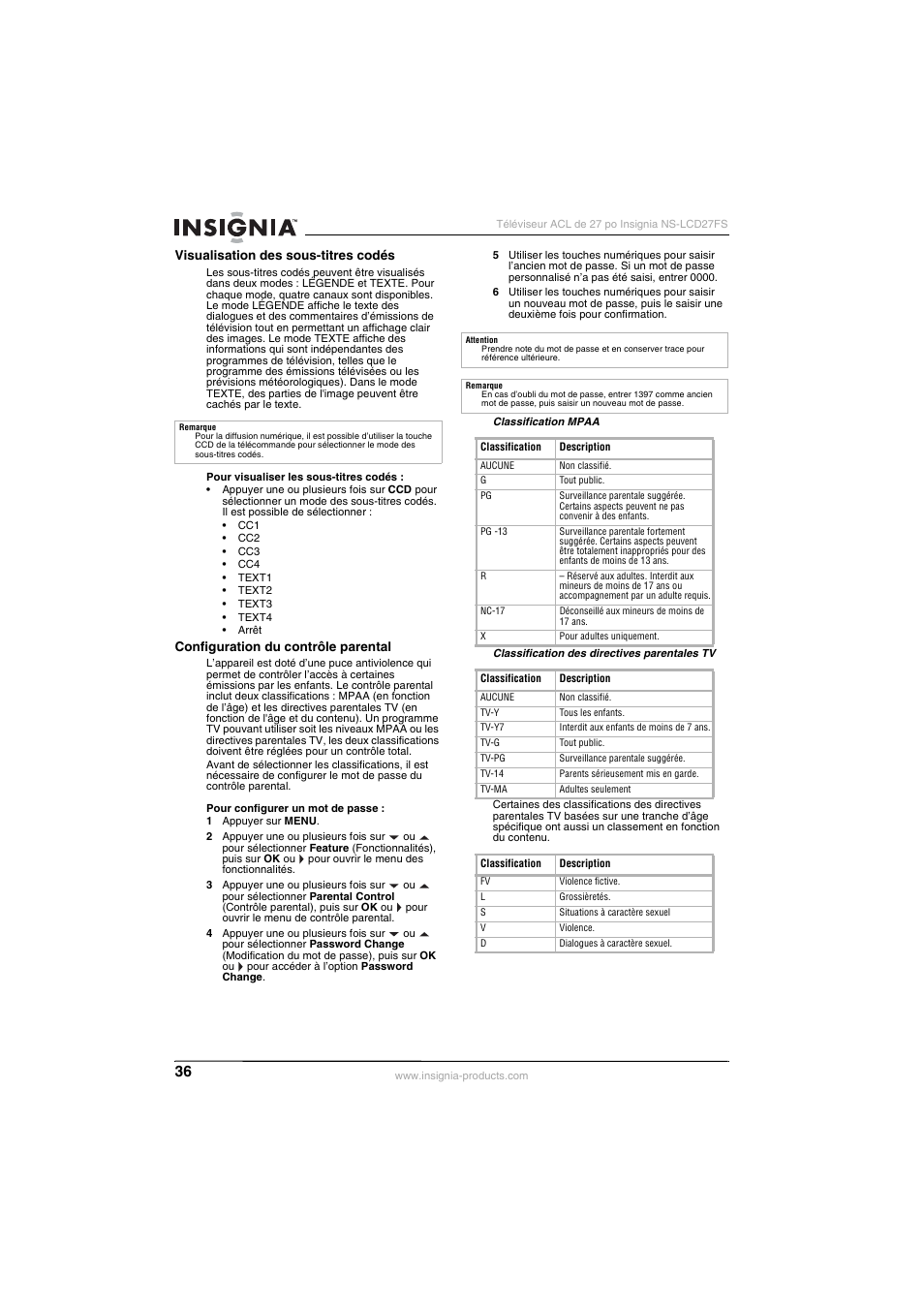 Insignia NS-LCD27FS User Manual | Page 36 / 74