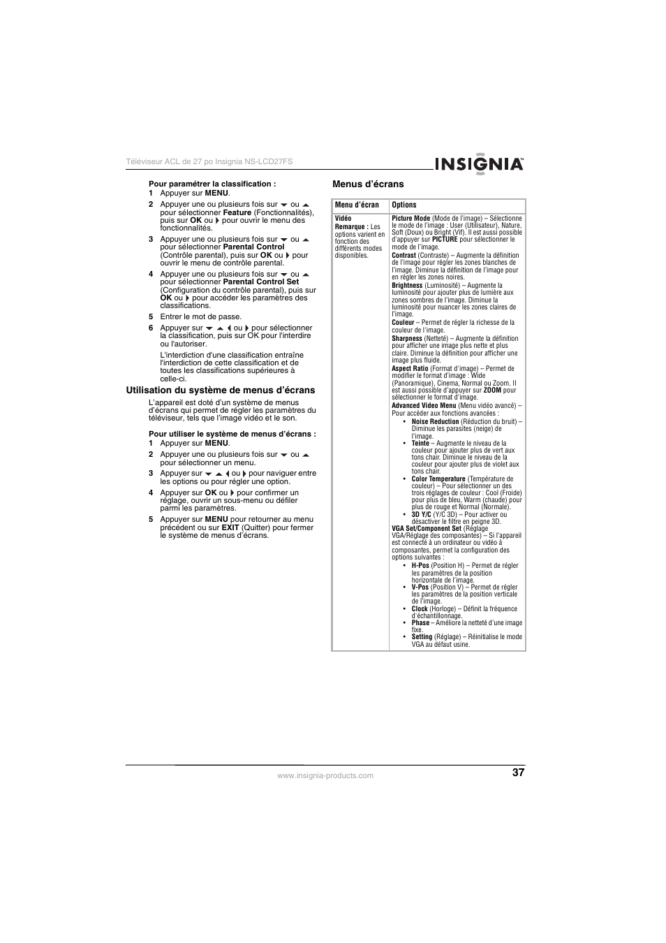Insignia NS-LCD27FS User Manual | Page 37 / 74