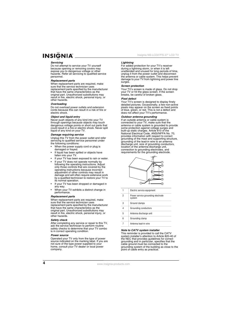 Insignia NS-LCD27FS User Manual | Page 4 / 74
