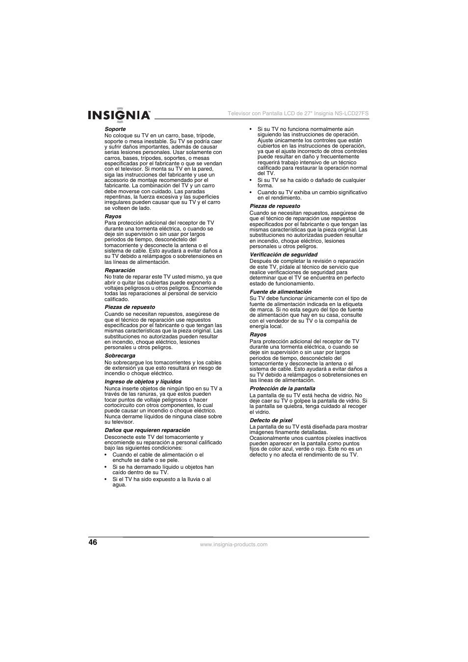 Insignia NS-LCD27FS User Manual | Page 46 / 74