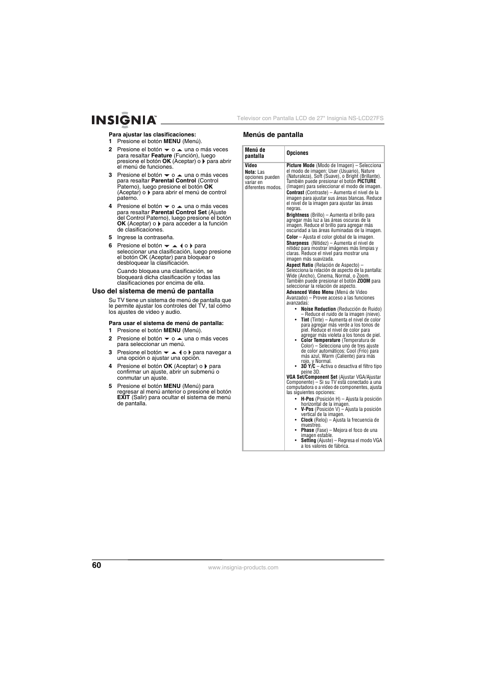 Insignia NS-LCD27FS User Manual | Page 60 / 74