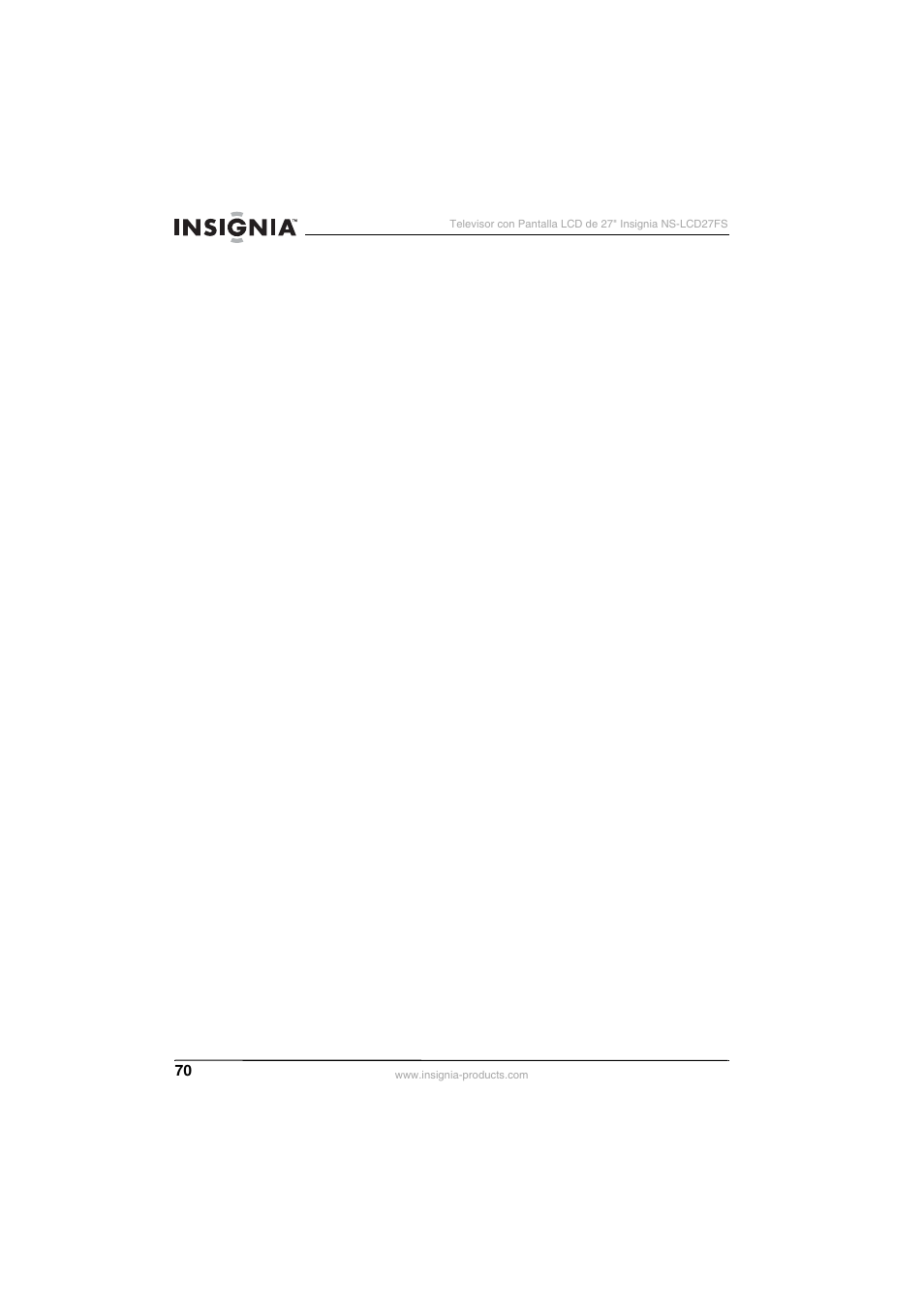 Insignia NS-LCD27FS User Manual | Page 70 / 74