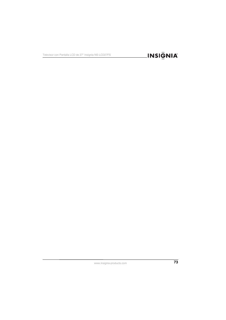 Insignia NS-LCD27FS User Manual | Page 73 / 74