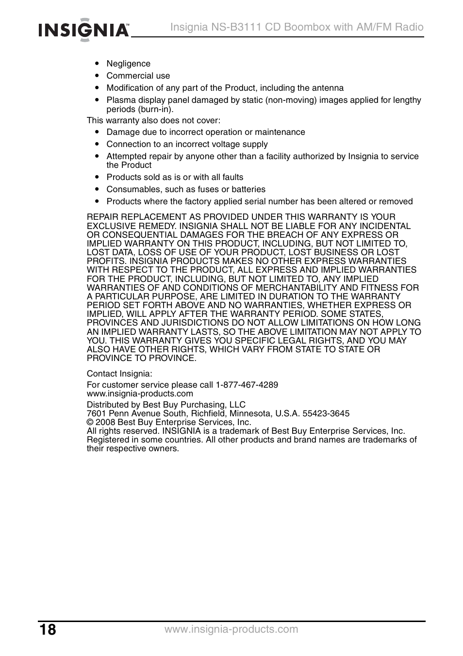 Insignia NS-B3111 User Manual | Page 18 / 56