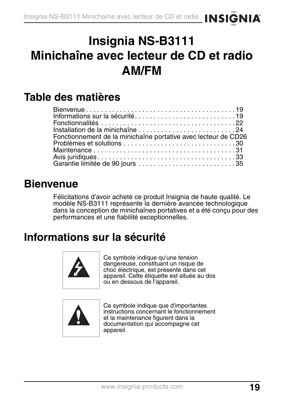 Insignia NS-B3111 User Manual | Page 19 / 56