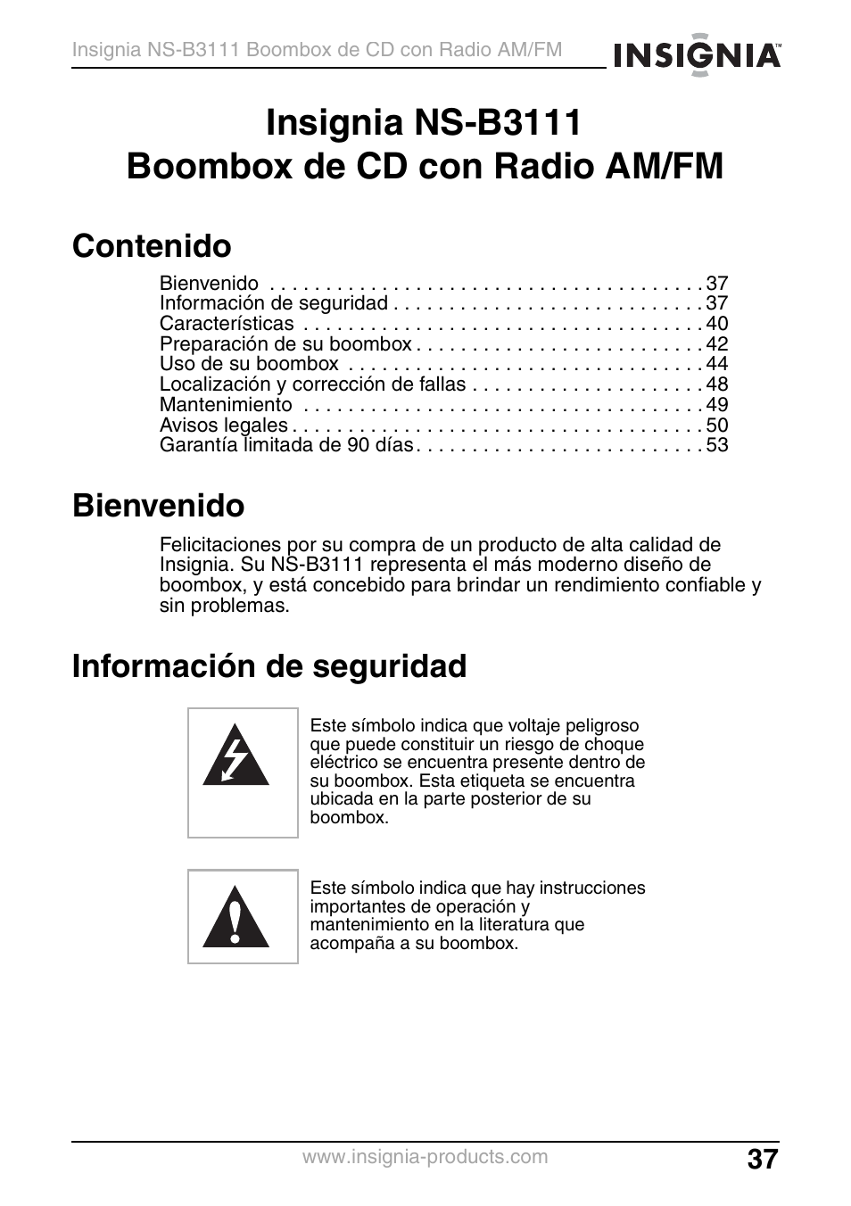 Insignia NS-B3111 User Manual | Page 37 / 56