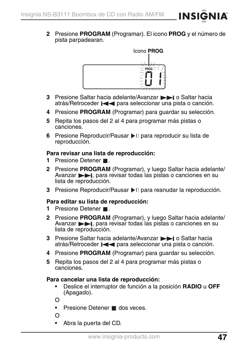 Insignia NS-B3111 User Manual | Page 47 / 56