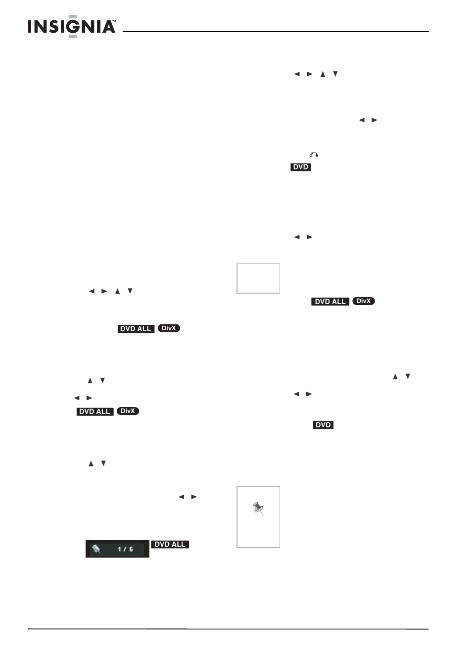 Changing the tv audio channel, To change the tv audio, Special playback options | If a menu screen is displayed, Moving to another title, To move to another title, Time search, To start playing at a selected time on the disc, Marker search, To enter a marker | Insignia NS-DVDR1 User Manual | Page 18 / 118