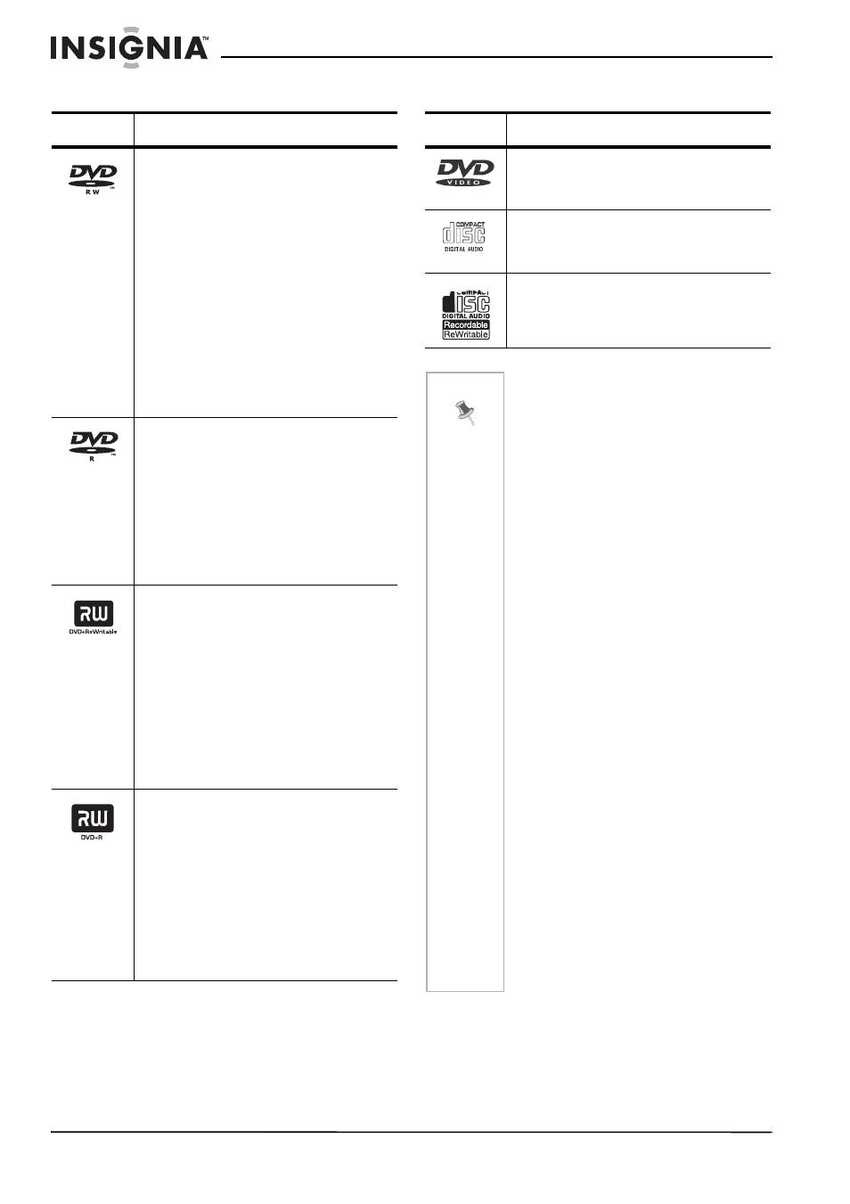 Recordable and playable discs, Playable discs, Recordable and playable discs playable discs | Insignia NS-DVDR1 User Manual | Page 6 / 118