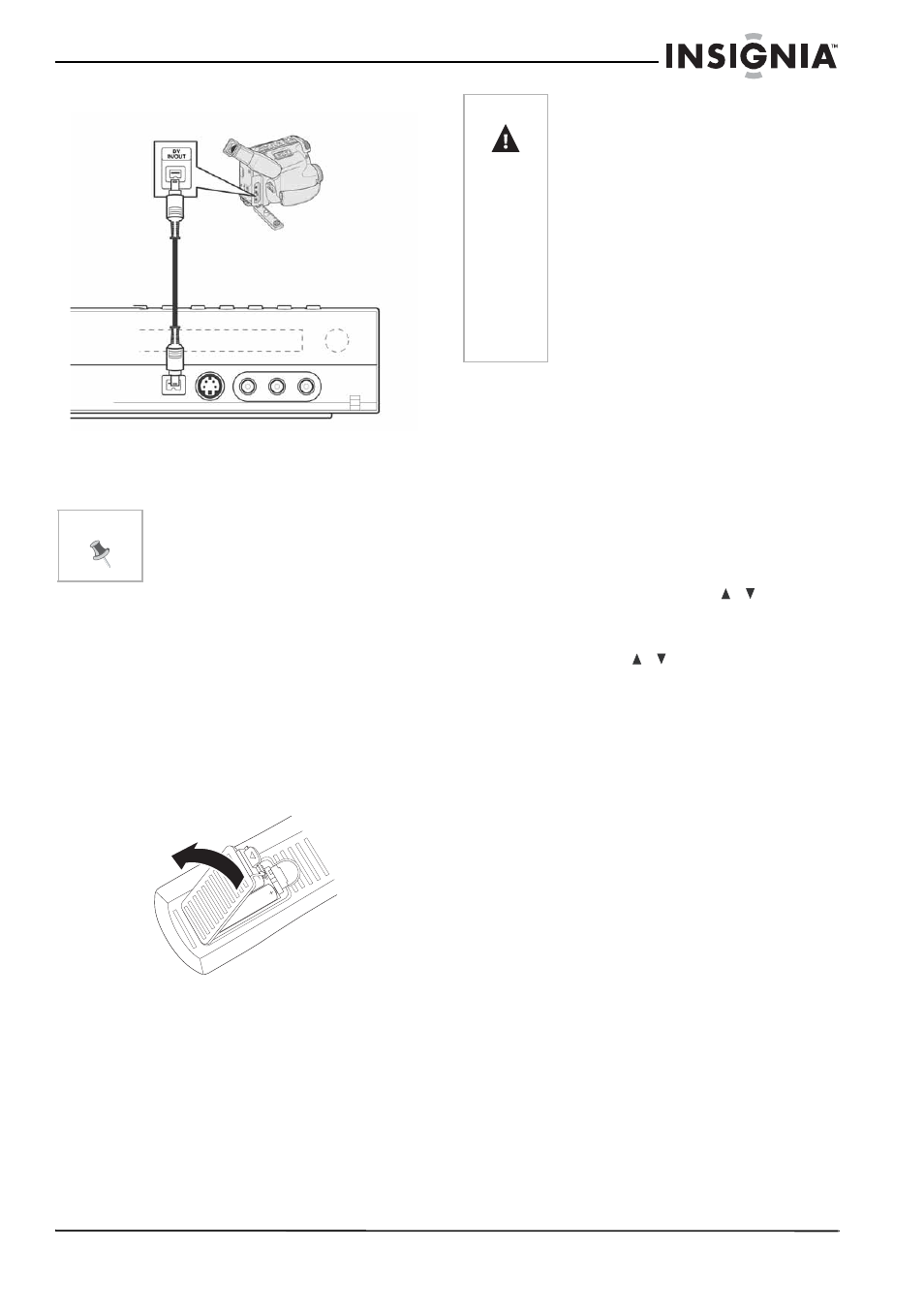 Conexión a una cámara de video digital, Pilas del control remoto, Para reemplazar las pilas | Insignia NS-DVDR1 User Manual | Page 89 / 118