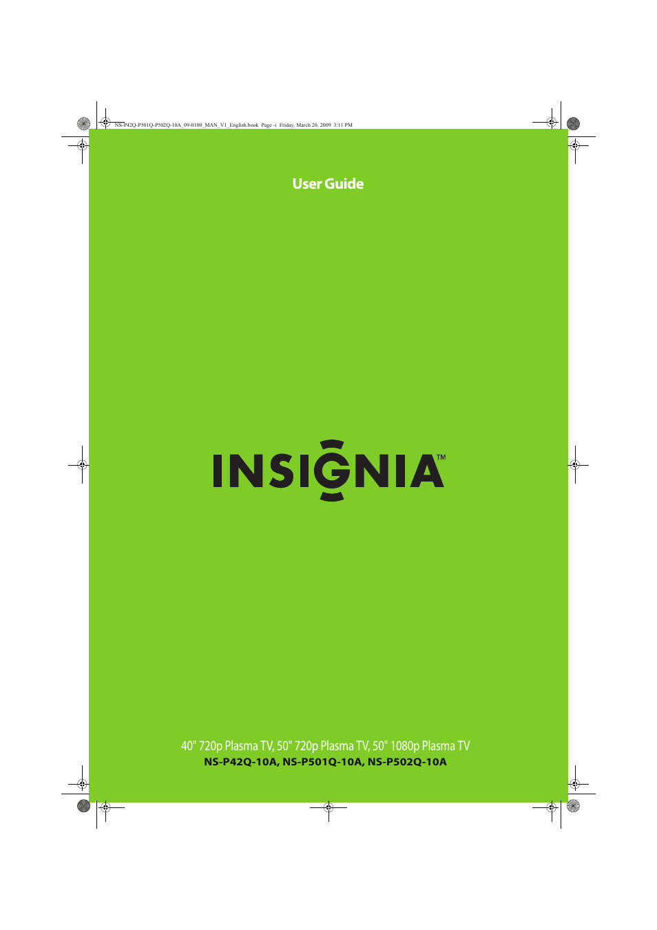 Insignia NS-P42Q10A User Manual | 52 pages