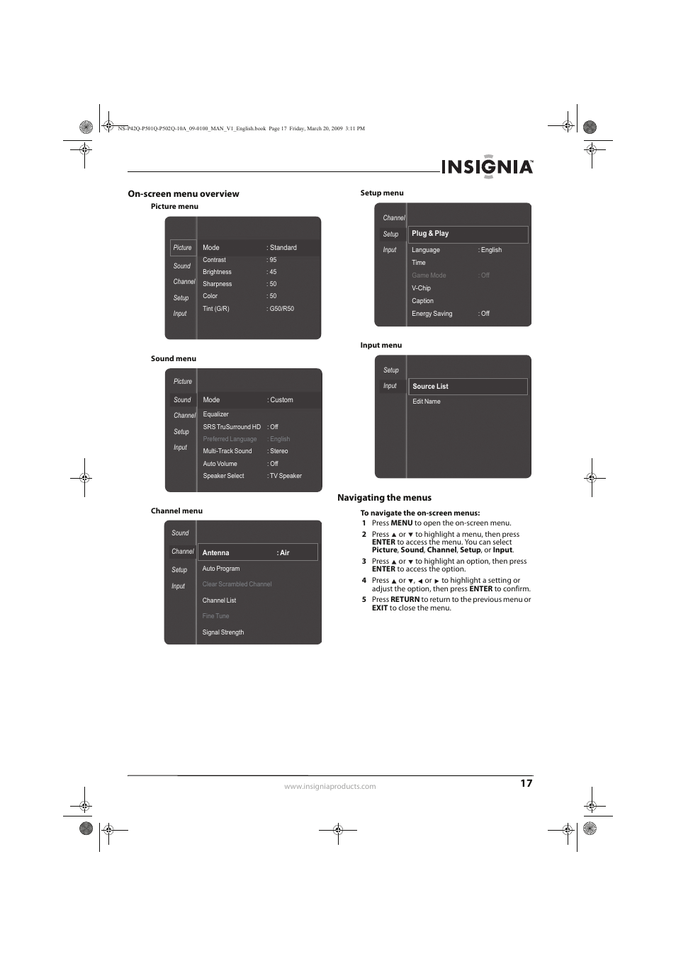 Insignia NS-P42Q10A User Manual | Page 21 / 52