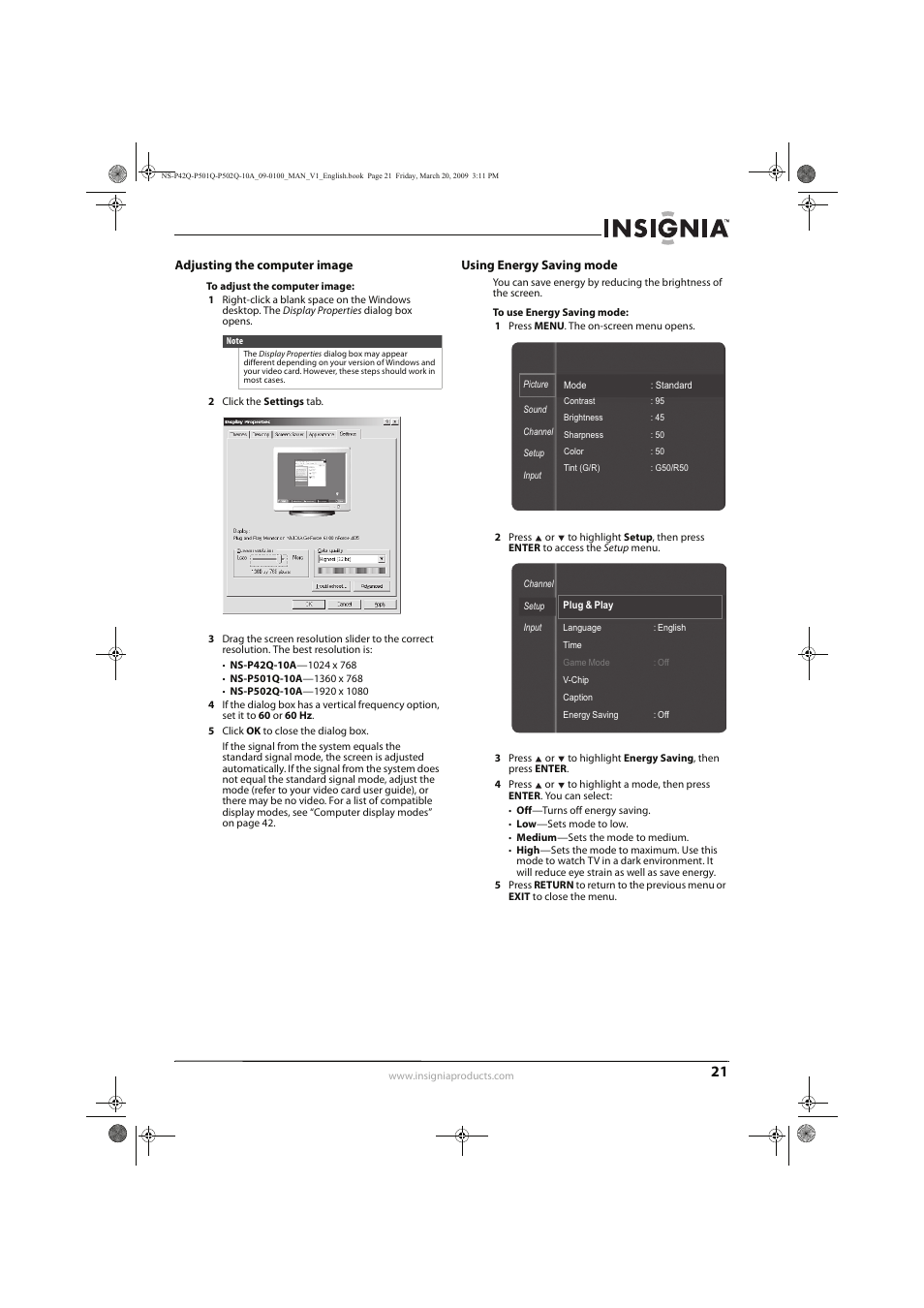 Insignia NS-P42Q10A User Manual | Page 25 / 52