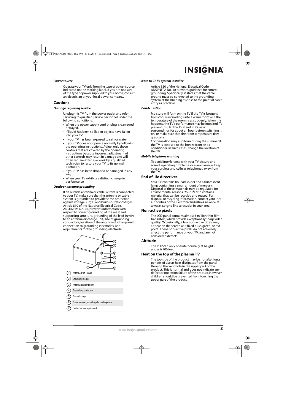 Insignia NS-P42Q10A User Manual | Page 7 / 52