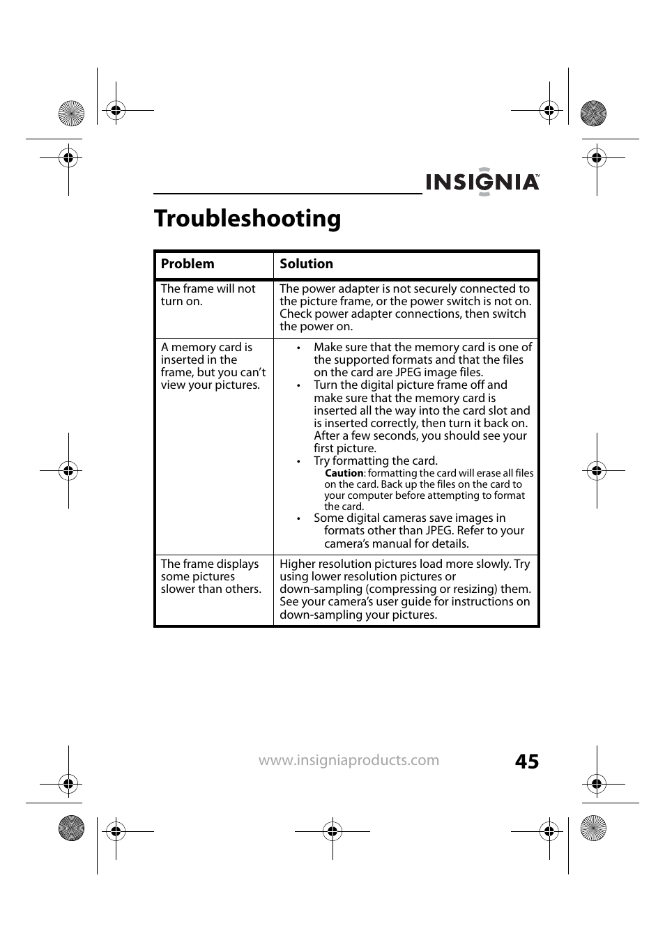 Troubleshooting | Insignia NS-DPF8TR User Manual | Page 45 / 52