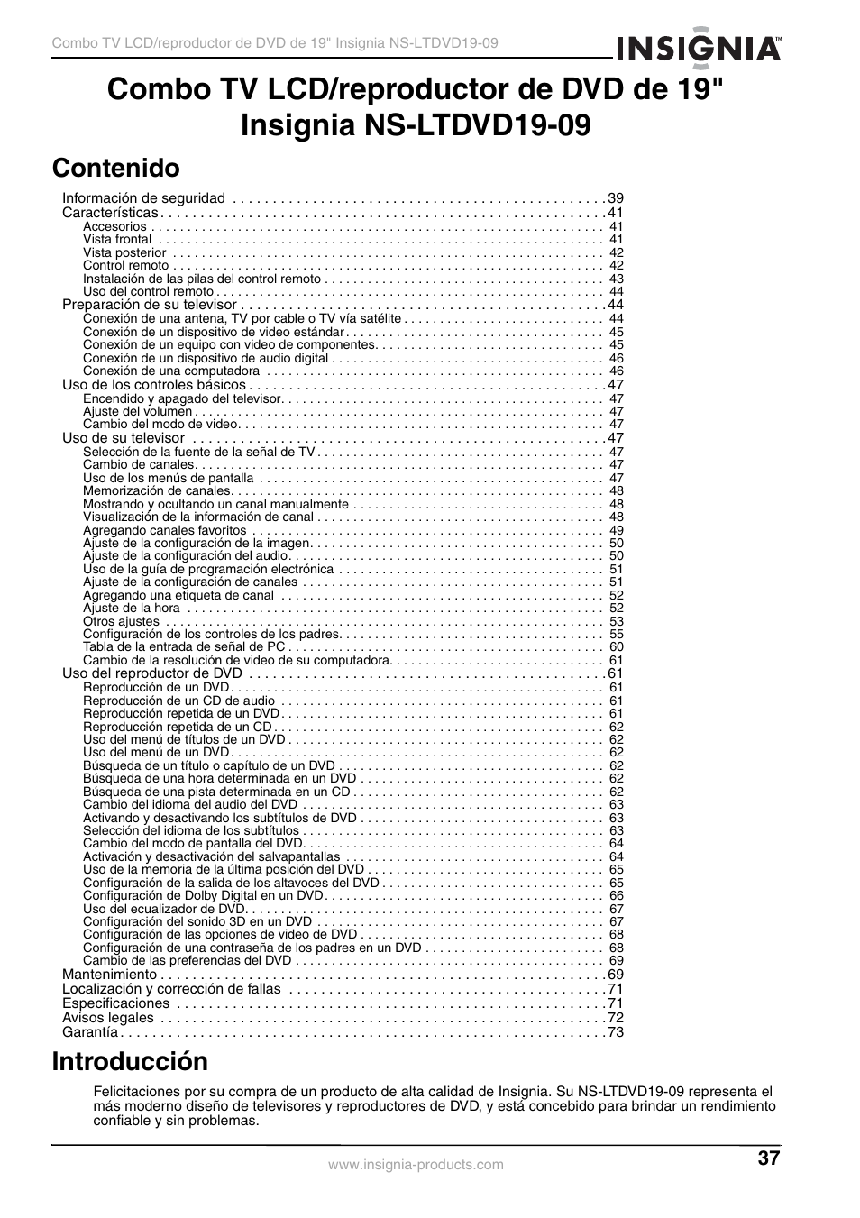 Insignia User Guide User Manual | Page 37 / 76