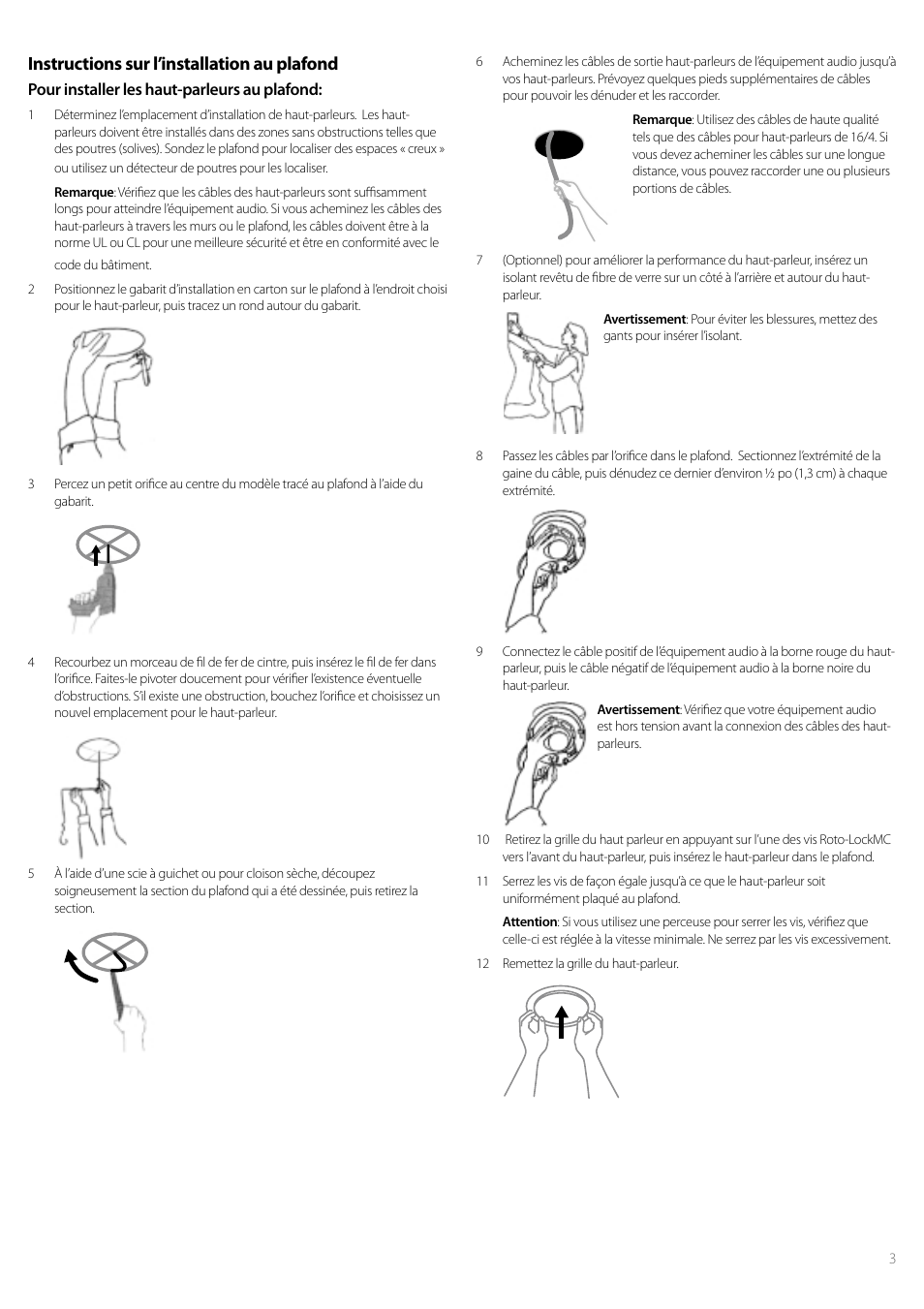 Instructions sur l’installation au plafond | Insignia NS-C6500 User Manual | Page 3 / 8