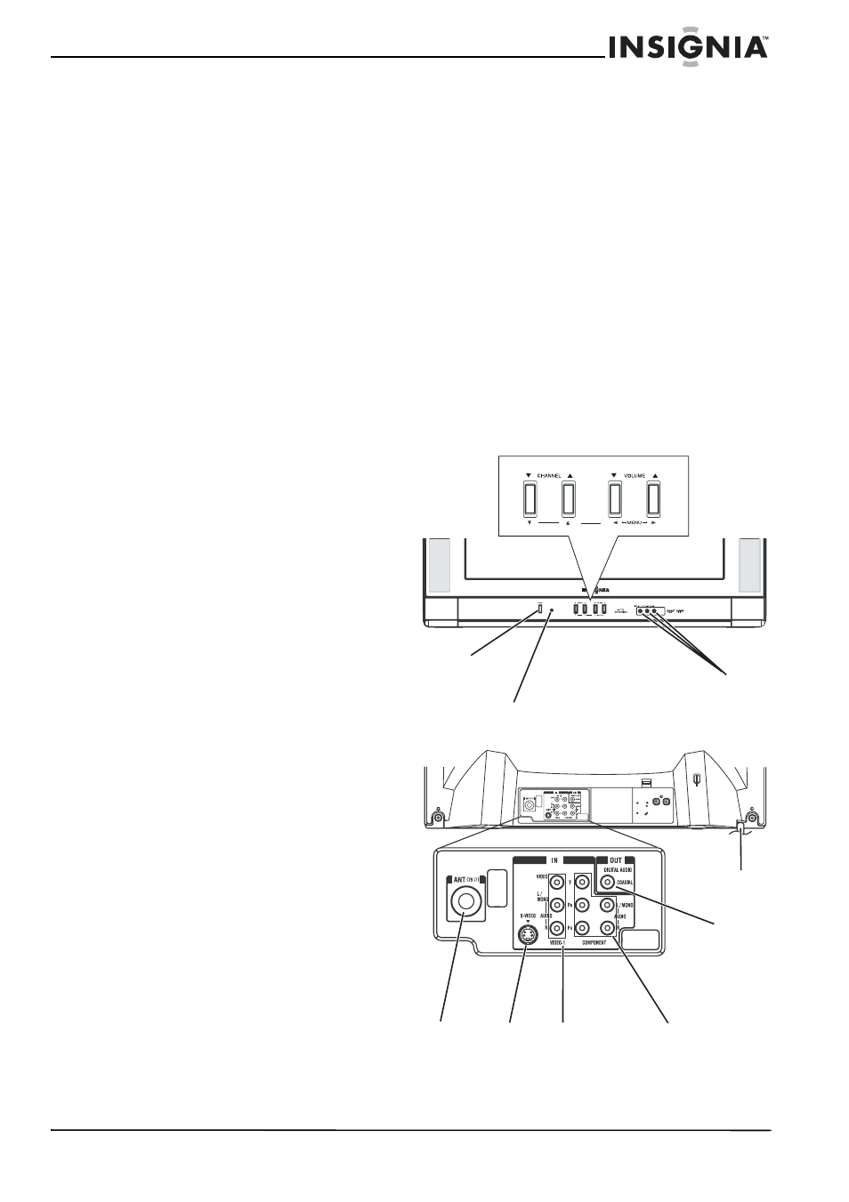 Avis à l'installateur de tv câblée, Fonctionnalités, Pièces et fonctionnalités | Avant, Arrière | Insignia NS-FTV27 User Manual | Page 24 / 72