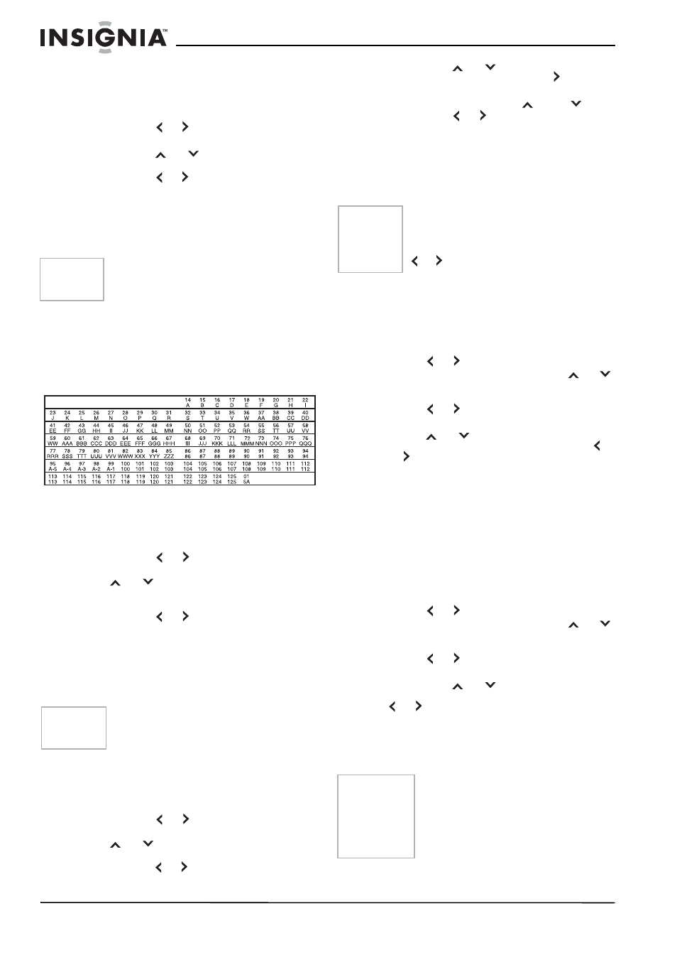 Sélection de tv ou câble, Pour sélectionner le mode tv ou le mode câble, Tableau de câblodiffusion | Syntonisation automatique en mémoire, Pour la mémorisation automatique des canaux, Ajout et suppression de canaux, Pour ajouter ou supprimer des canaux, Pour ajouter des canaux numériques, Fonction clear all (effacer tout), Pour effacer tous les canaux de la mémoire | Insignia NS-FTV27 User Manual | Page 31 / 72