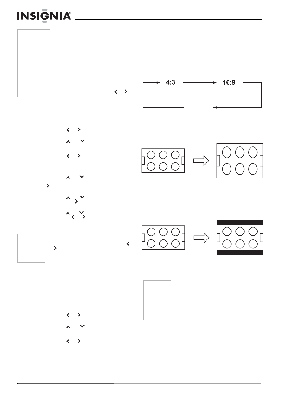 Pour régler le temporisateur d’arrêt automatique, Réglage de la taille de l'image, Zoom | Image au format 4:3, Image au format 16:9 | Insignia NS-FTV27 User Manual | Page 37 / 72