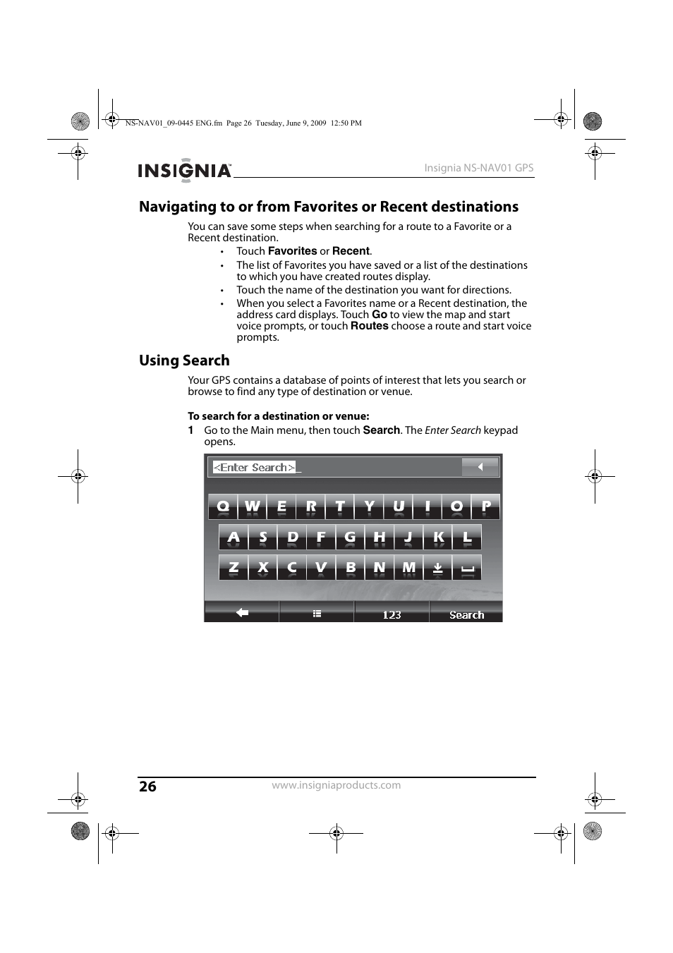 Using search | Insignia NS-NAV01 User Manual | Page 26 / 45