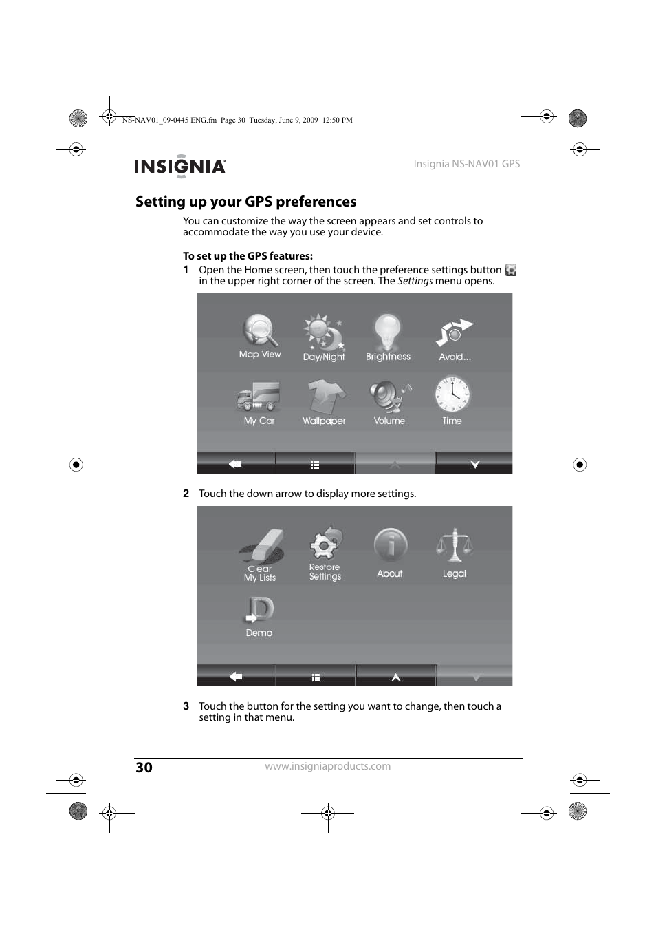 Setting up your gps preferences | Insignia NS-NAV01 User Manual | Page 30 / 45