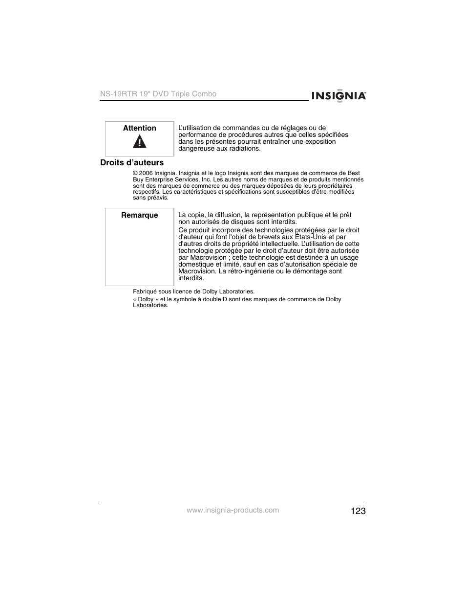 Insignia NS-19RTR User Manual | Page 124 / 190