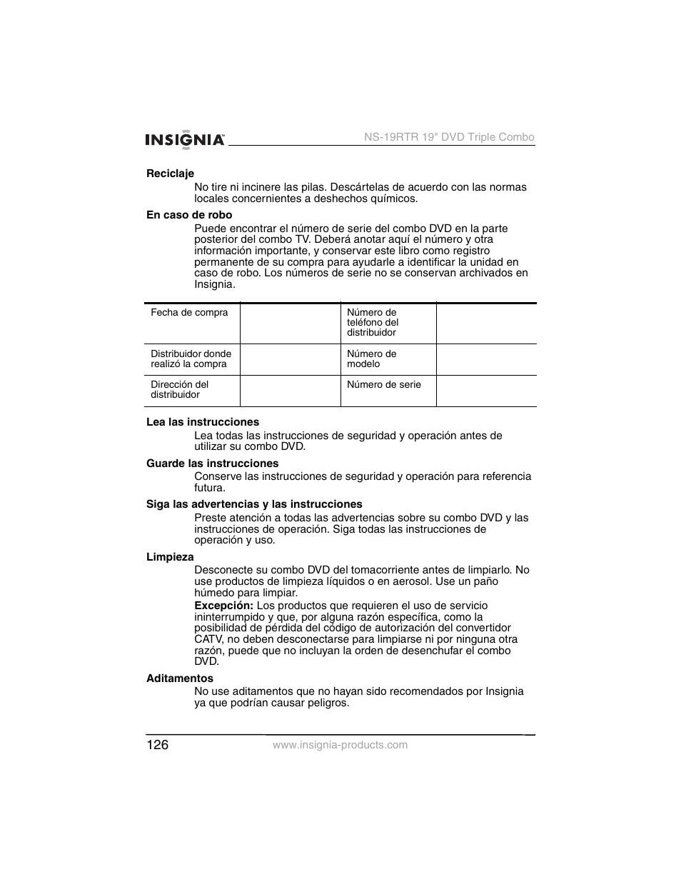 Insignia NS-19RTR User Manual | Page 127 / 190