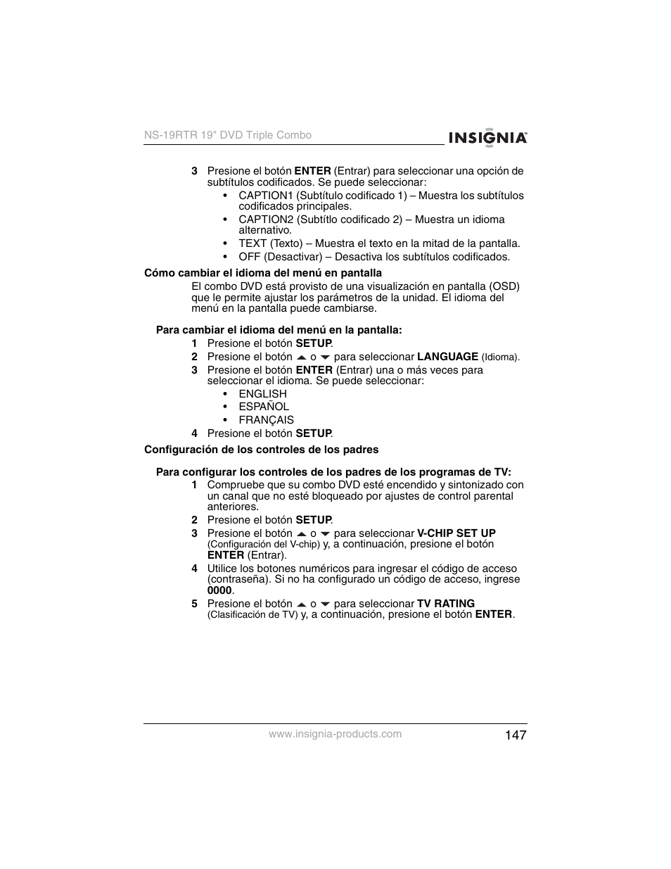 Insignia NS-19RTR User Manual | Page 148 / 190