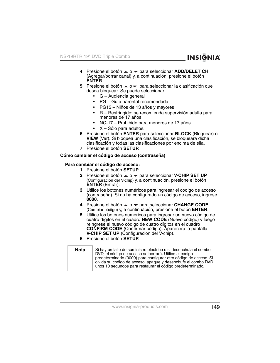 Insignia NS-19RTR User Manual | Page 150 / 190
