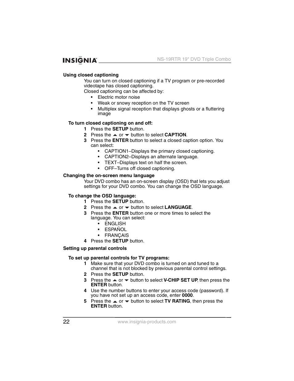 Insignia NS-19RTR User Manual | Page 23 / 190