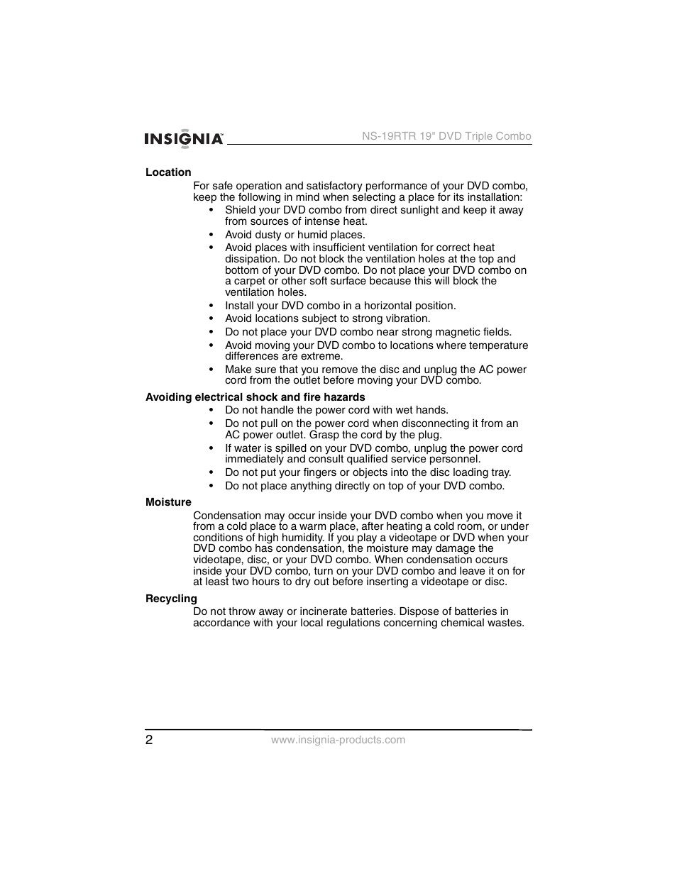 Insignia NS-19RTR User Manual | Page 3 / 190