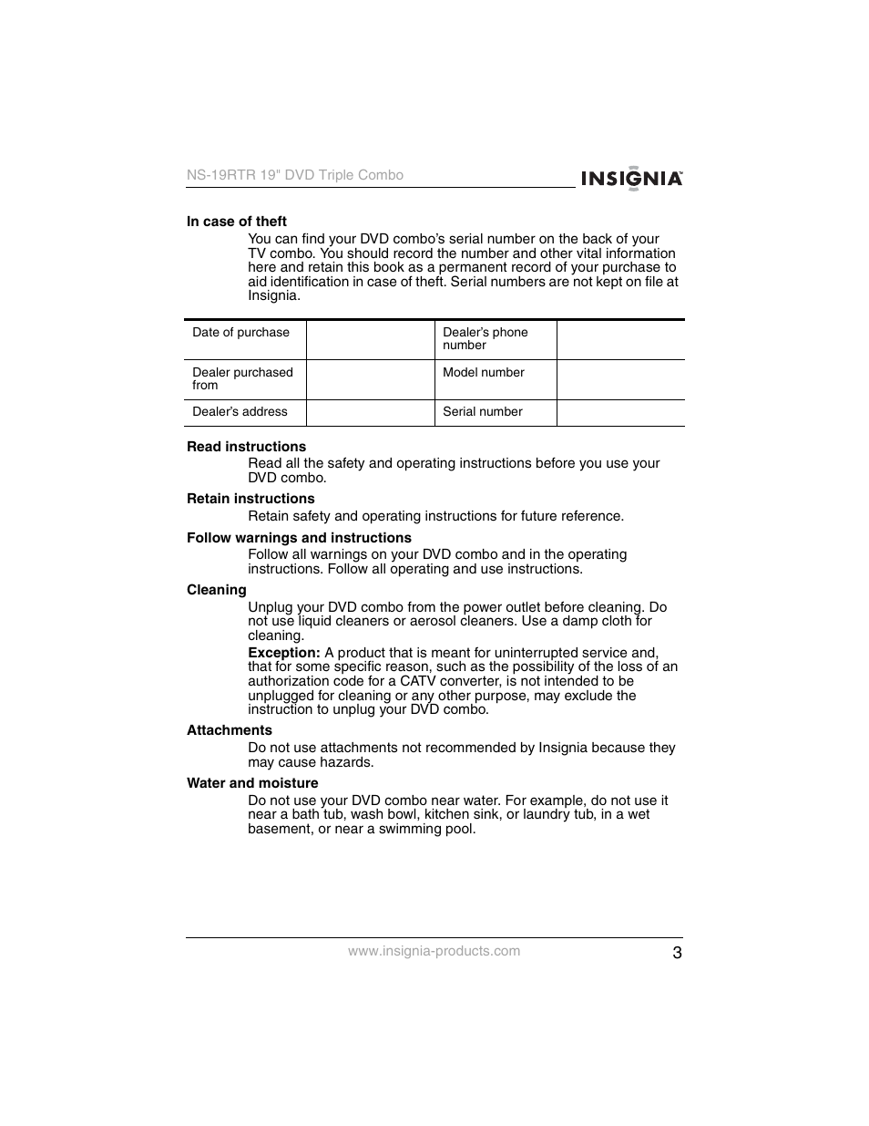 Insignia NS-19RTR User Manual | Page 4 / 190