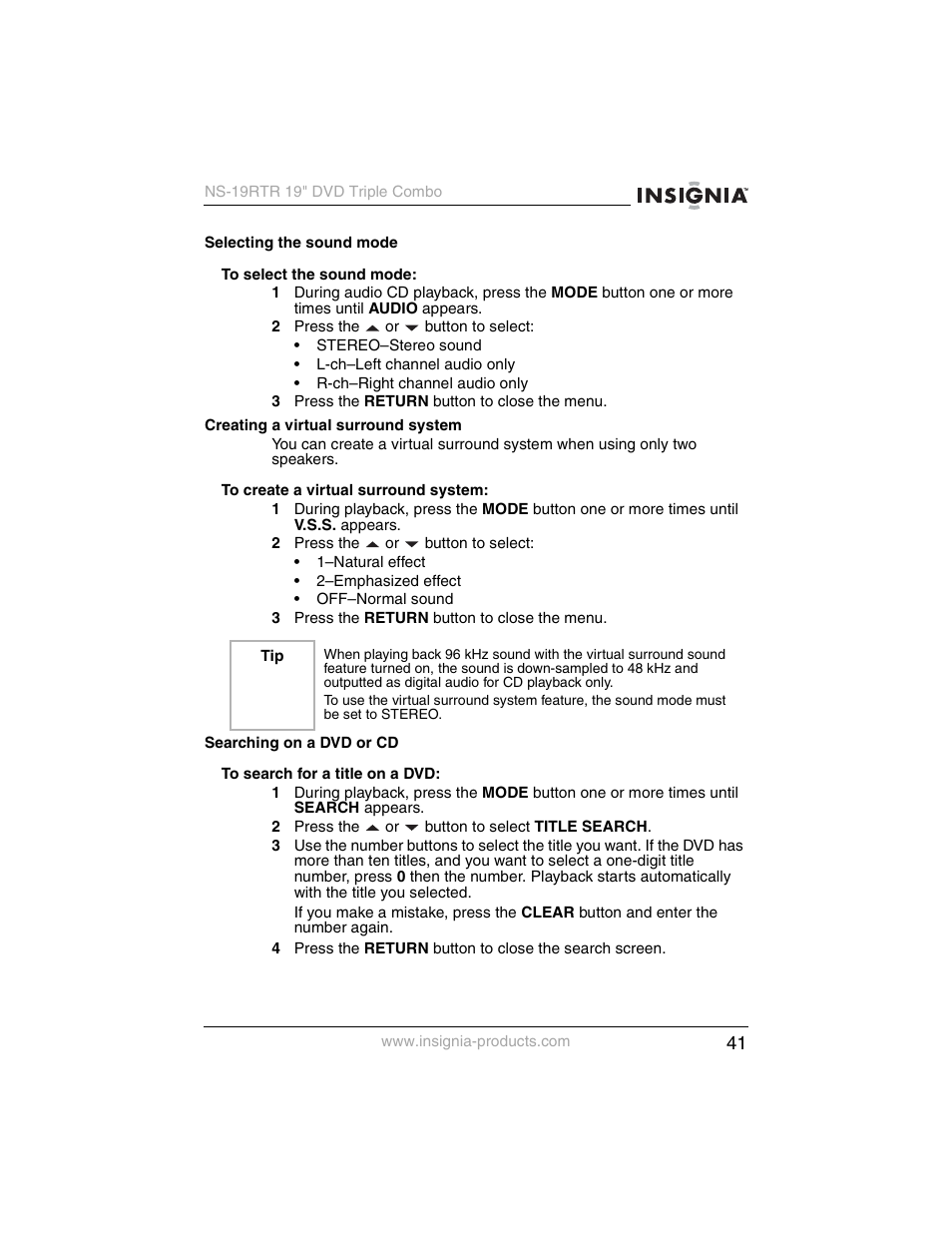 Insignia NS-19RTR User Manual | Page 42 / 190