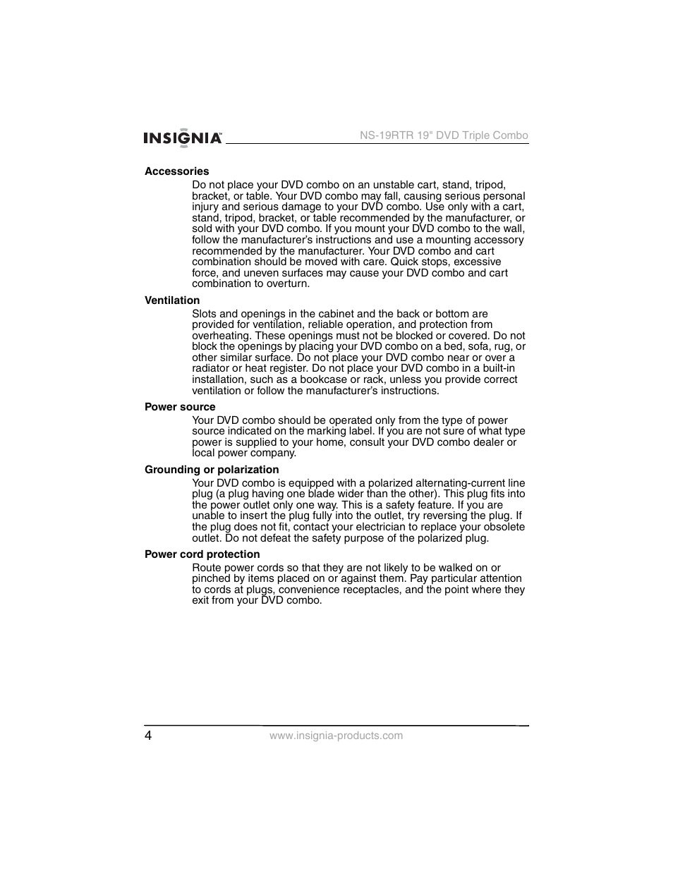 Insignia NS-19RTR User Manual | Page 5 / 190