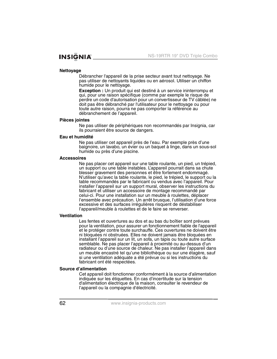 Insignia NS-19RTR User Manual | Page 63 / 190