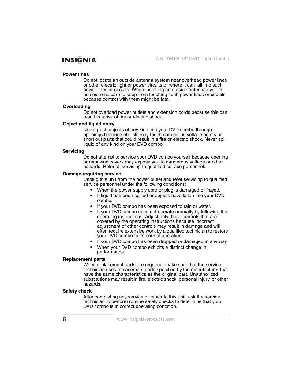 Insignia NS-19RTR User Manual | Page 7 / 190