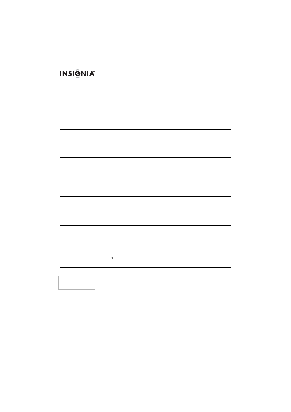 Spécifications | Insignia NS-A1113 User Manual | Page 48 / 80