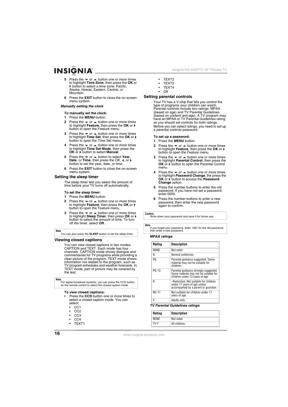 Insignia NS-42EPTV User Manual | Page 16 / 80