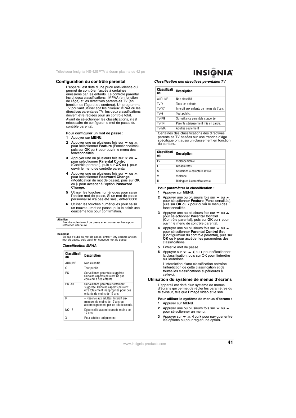Insignia NS-42EPTV User Manual | Page 41 / 80